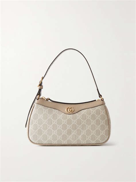 gucci ophidia leather-trimmed printed coated-canvas shoulder bag